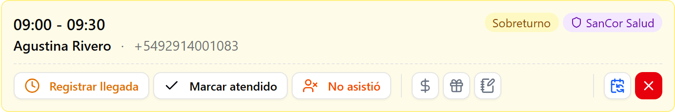 Overbook created in the agenda