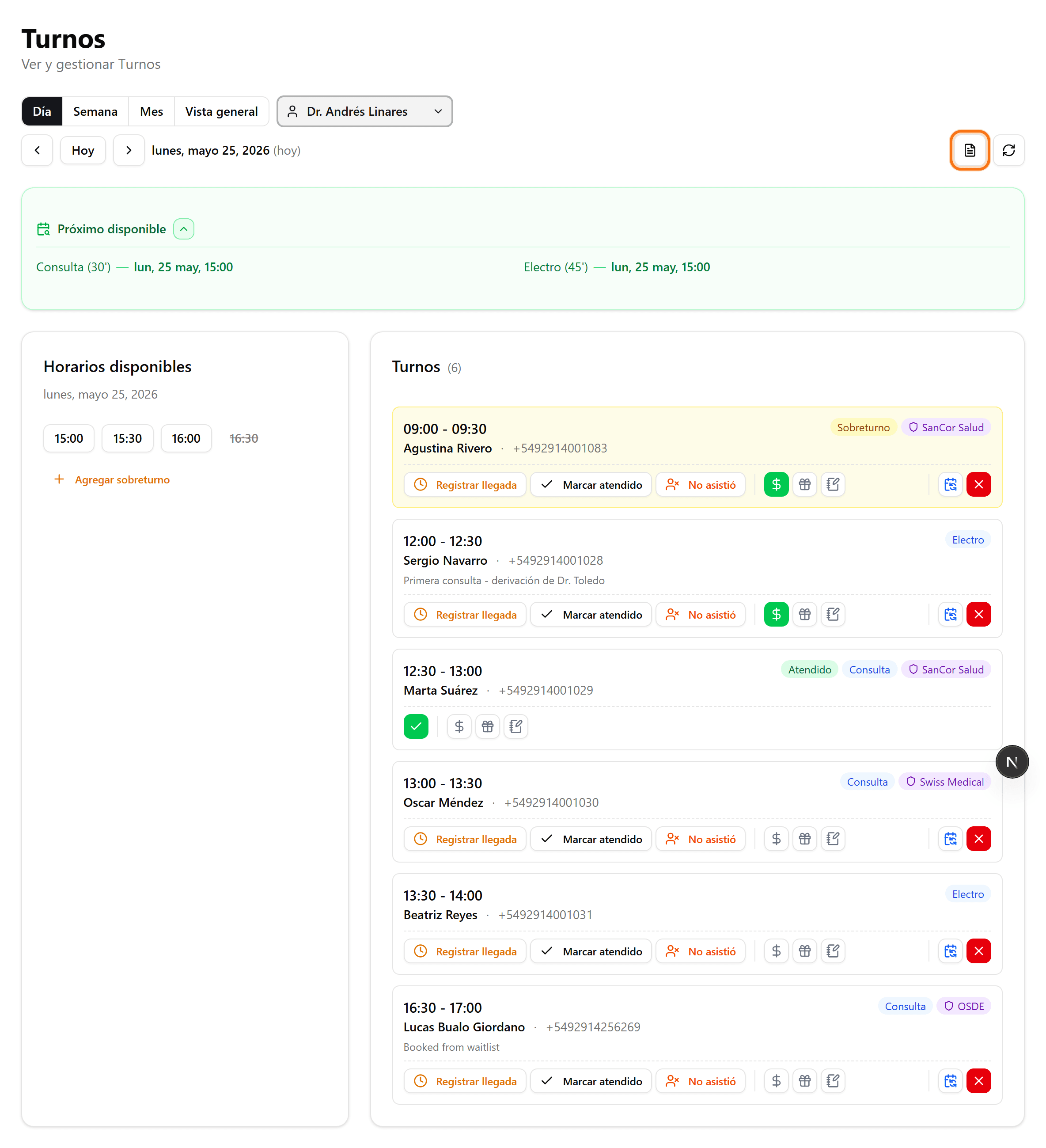 Agenda with the daily report icon