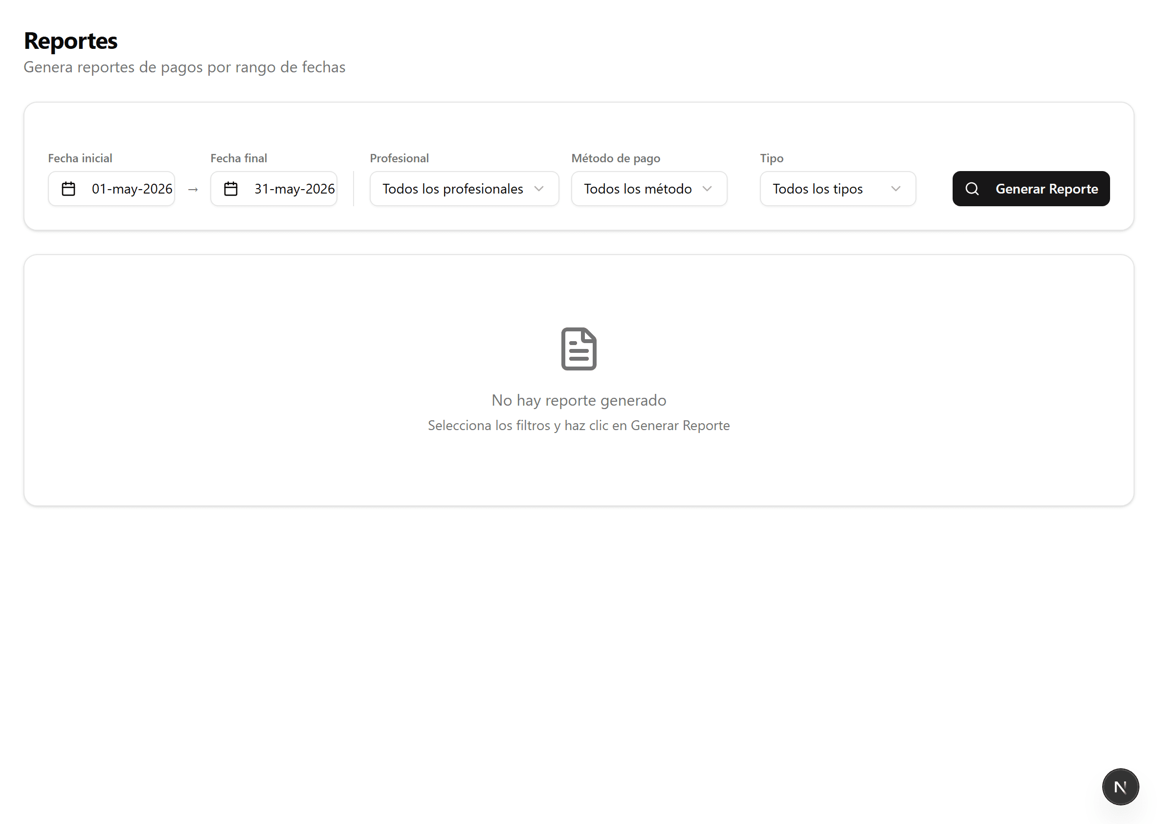 Date filters and report options